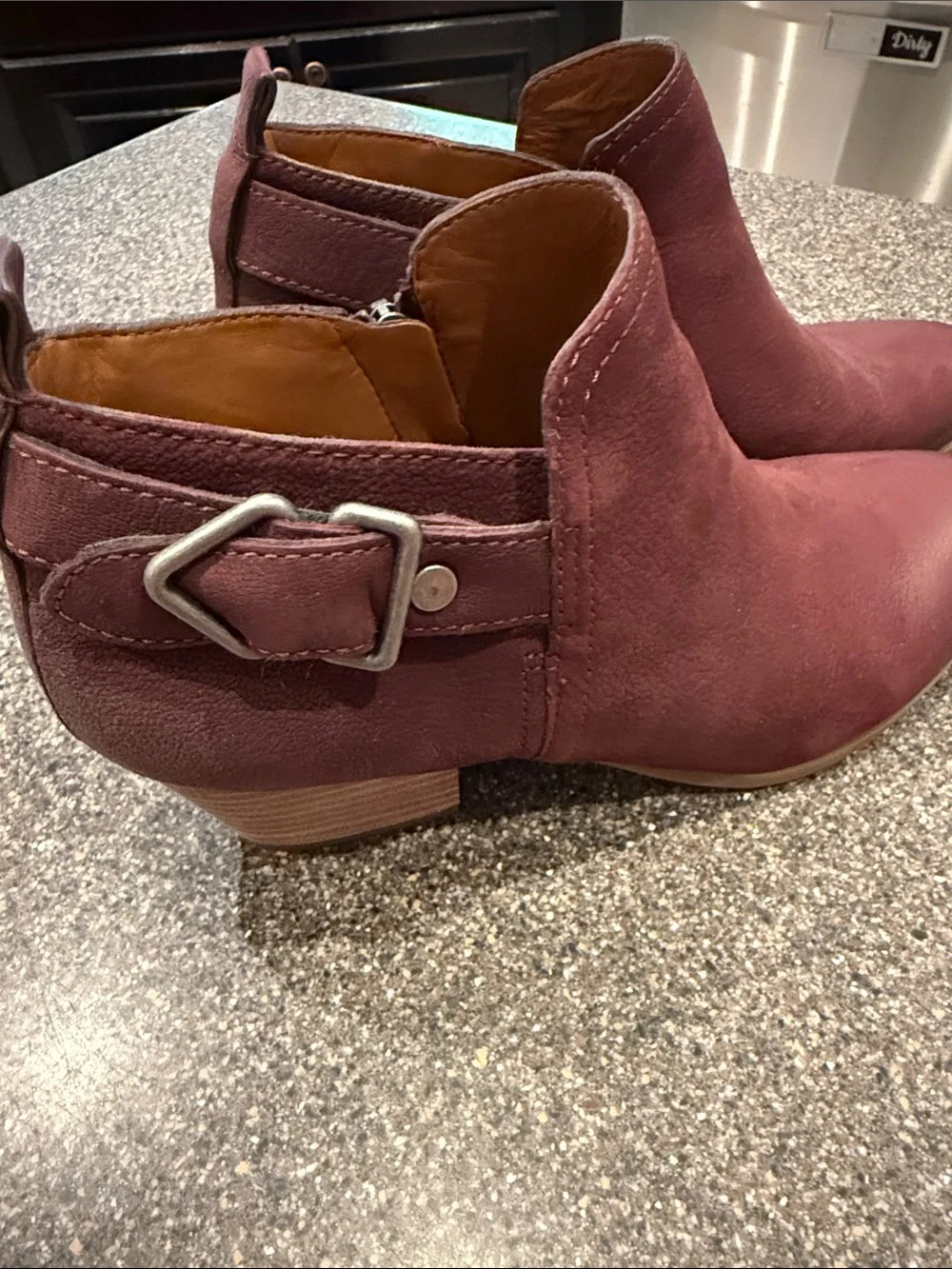 Franco Sarto Wine Red Garfield Ankle Booties with Side Buckle